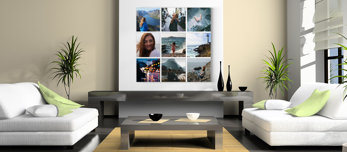 Un collage delle tue foto stampato su tela canvas. Stampa da 2 a 60 foto