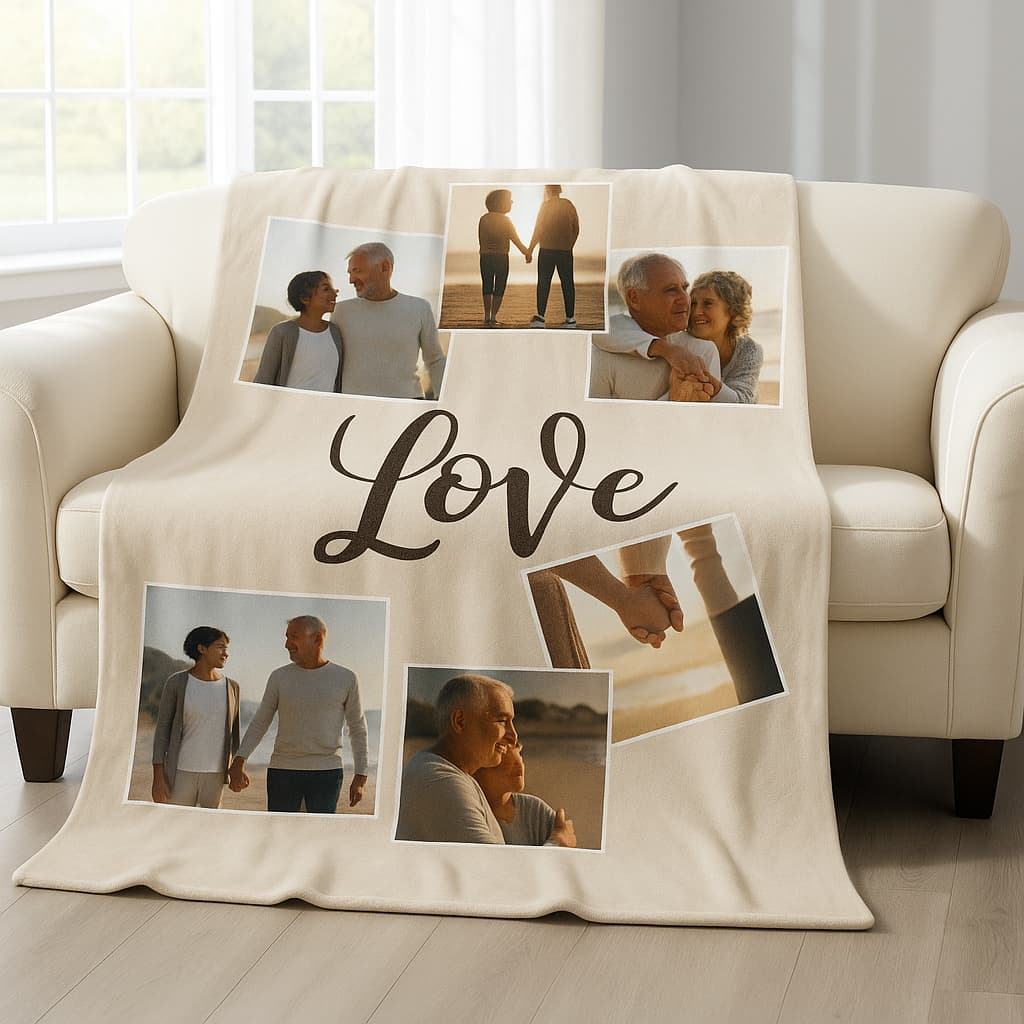 Coperta in pile 150x220 con grafica Love come regalo per innamorati