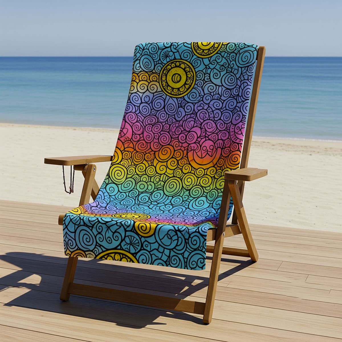 Telo mare in tessuto microfibra personalizzato con stampa geometrica