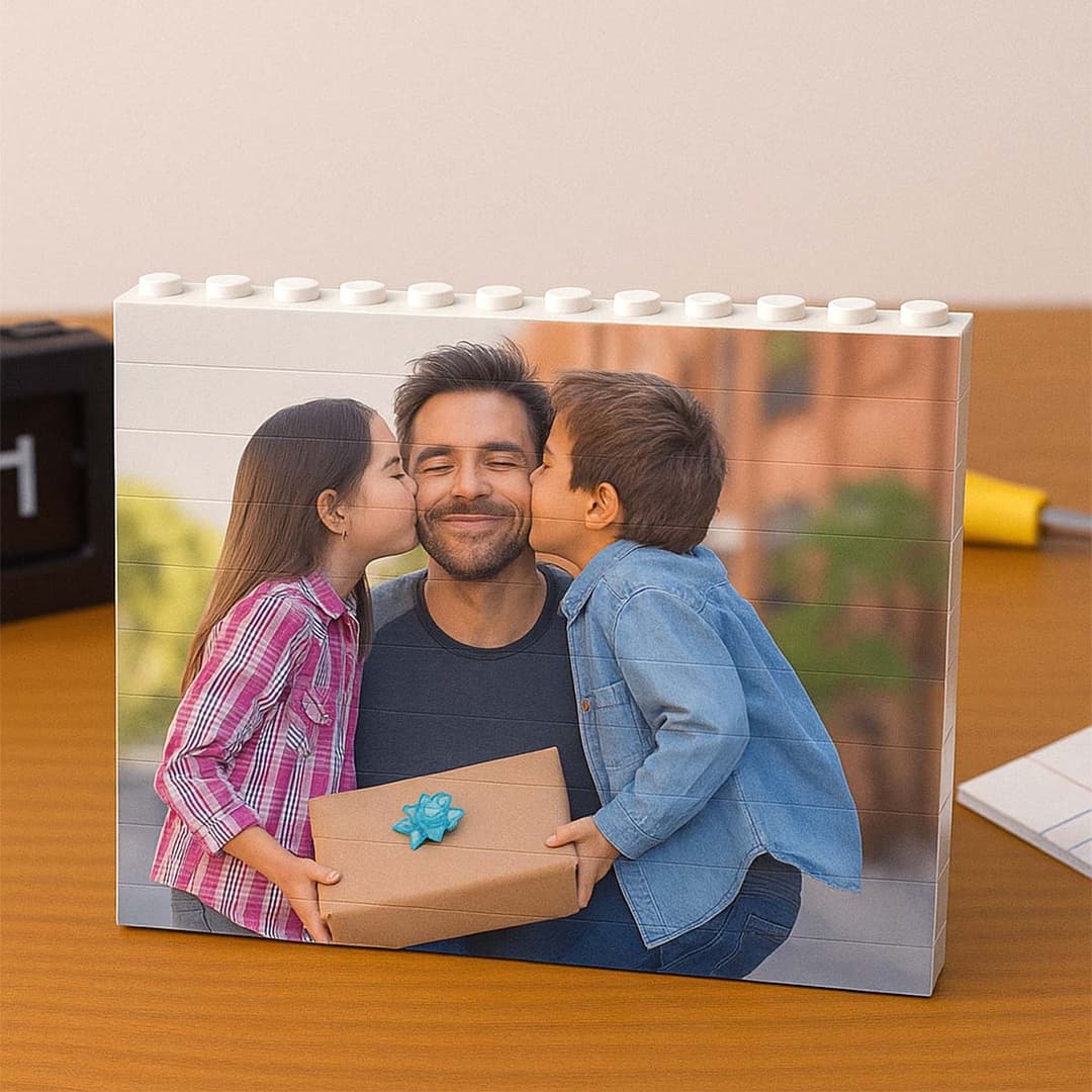 Puzzle in mattoncini personalizzato con foto papà e figli