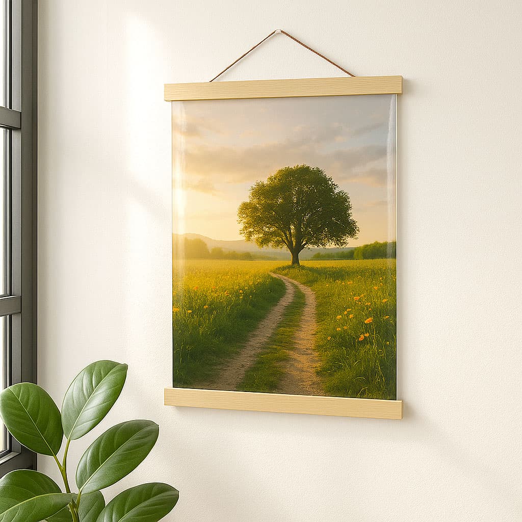 Poster lucido con supporti in legno