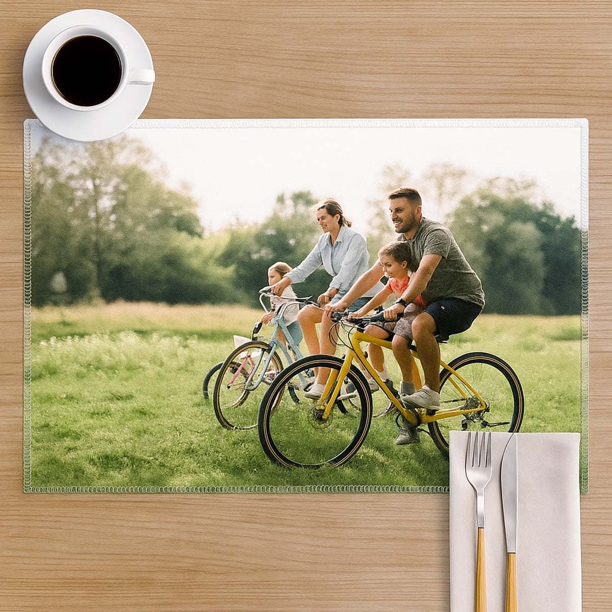 Tovaglietta in tessuto personalizzata con foto famiglia