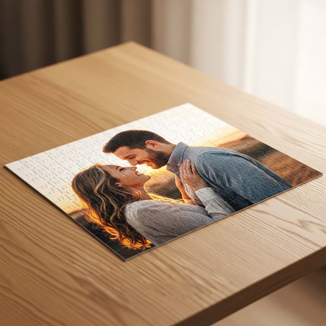 Puzzle in cartoncino personalizzato con foto coppia