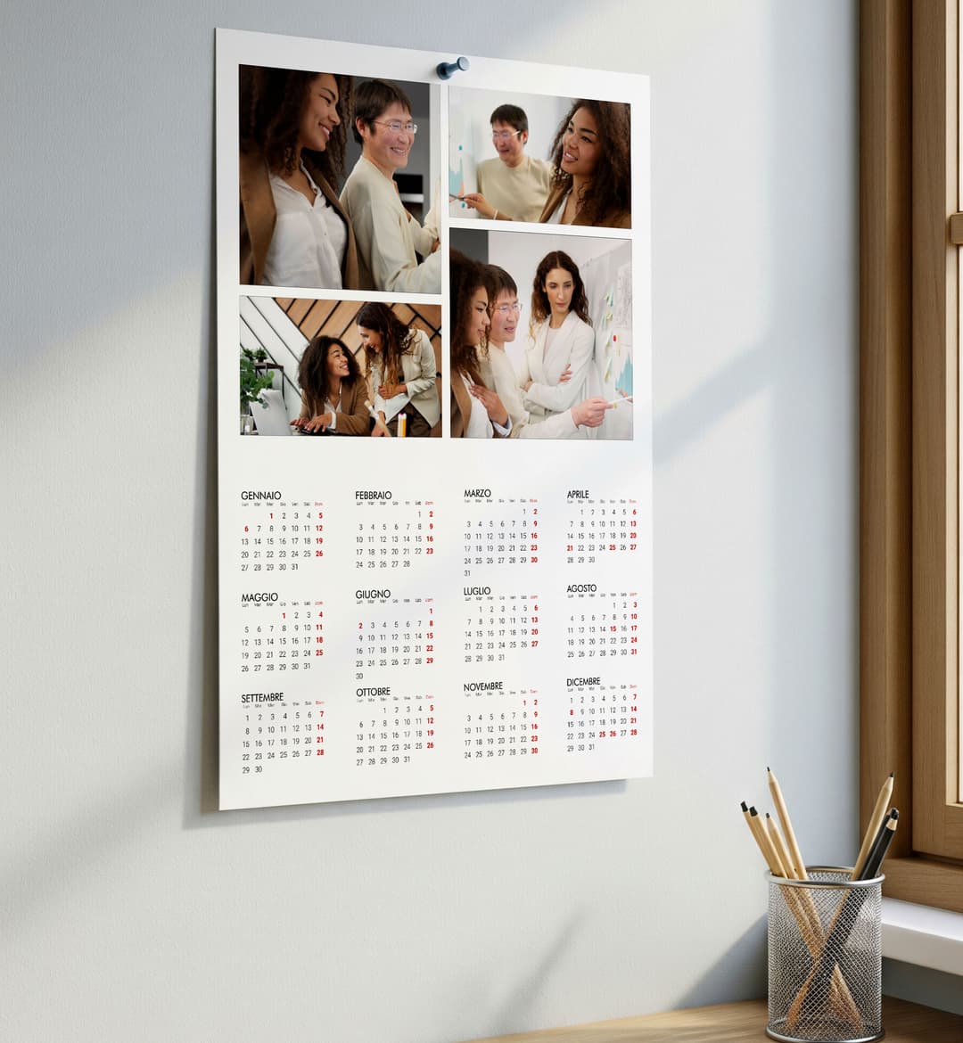 Calendario poster personalizzato con foto colleghi di lavoro
