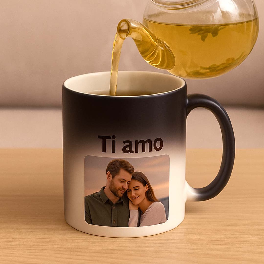 Tazza magica personalizzata con foto e dedica