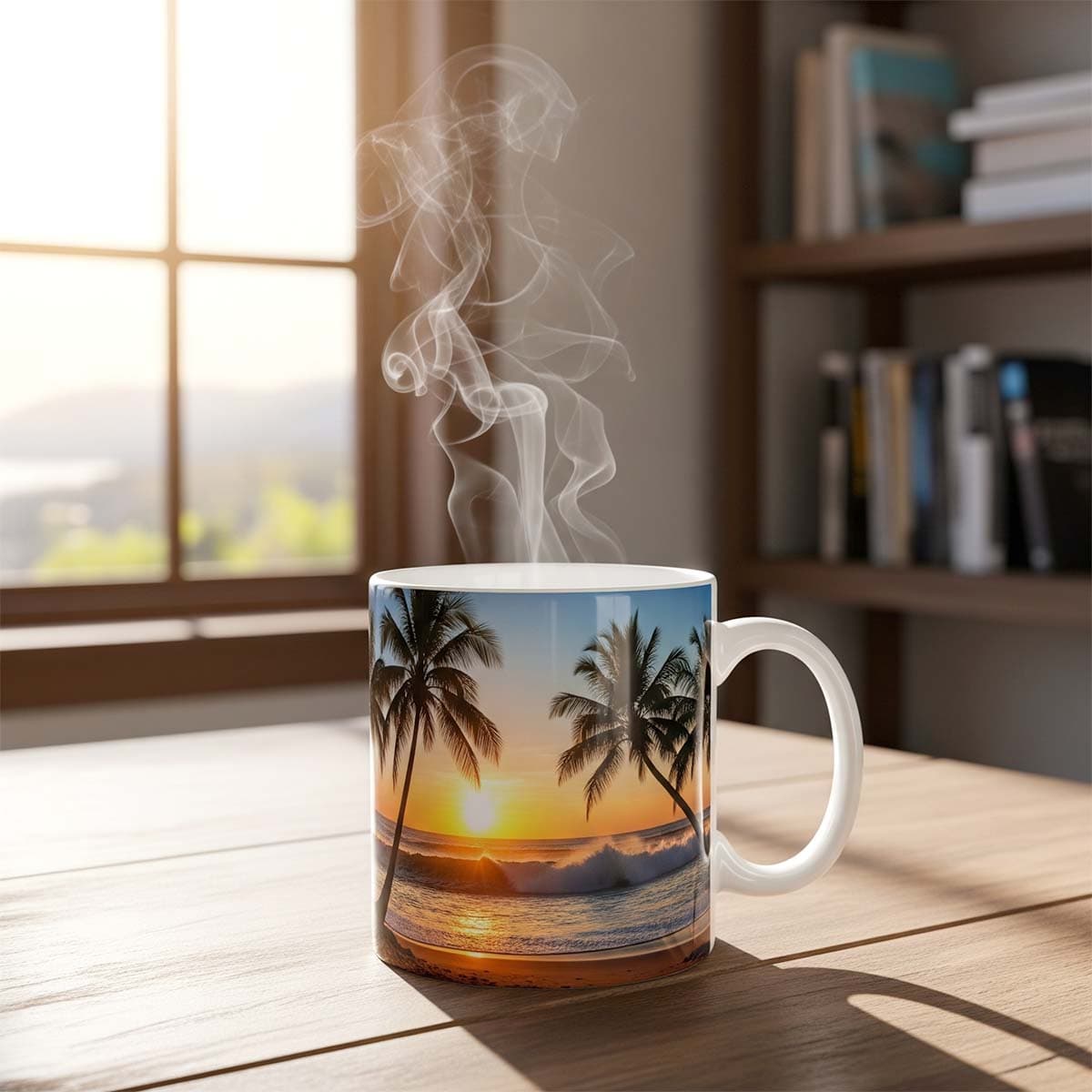 Tazza panoramica stampa palme in ufficio