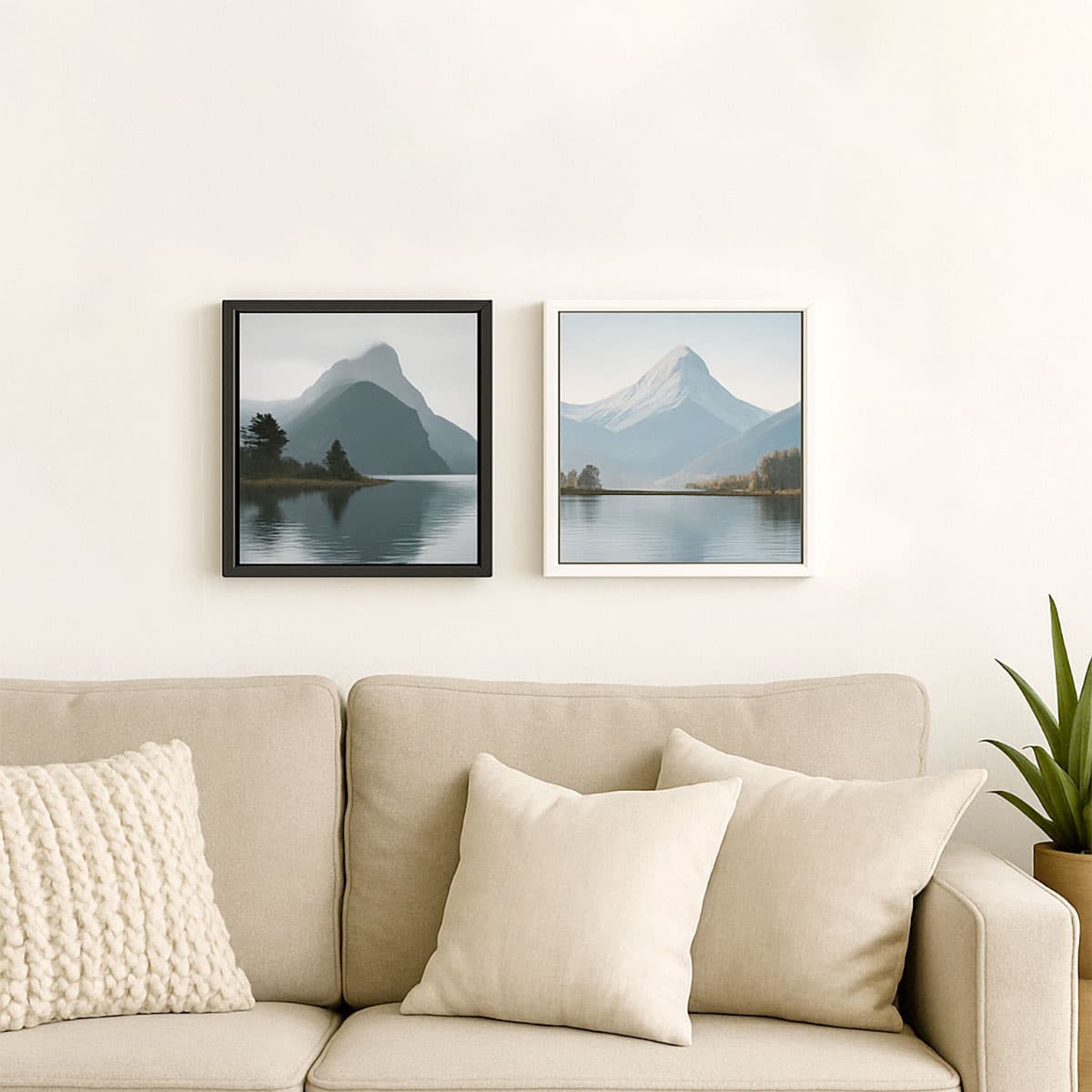 tela americana quadrata con cornice bianca e nera