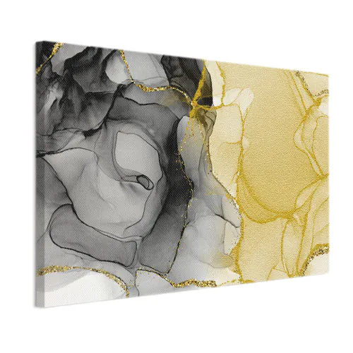Dipinto Fluido in Bianco Nero e Oro Dipinto Fluido in Bianco Nero e Oro